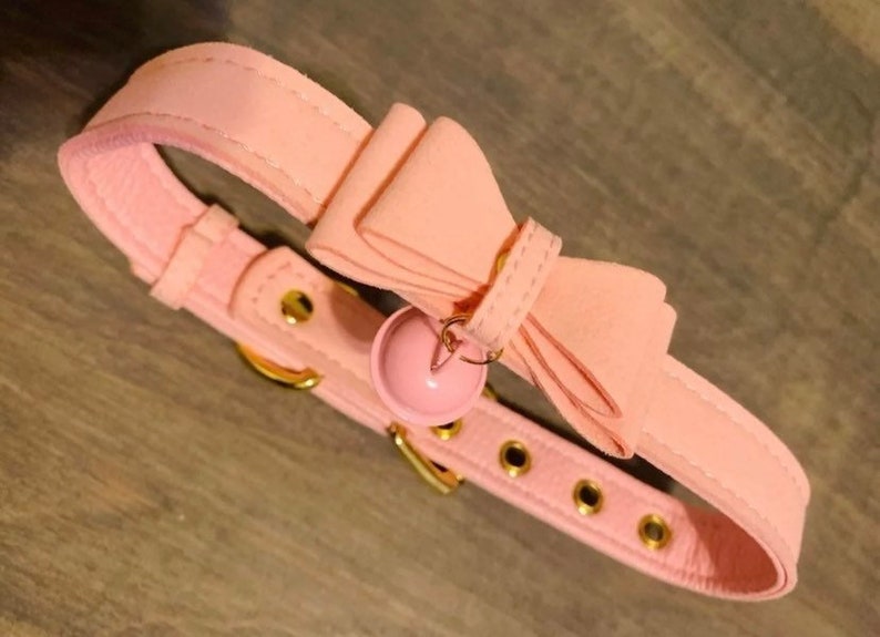 NIEUWE roze strik bel choker kraag choker afbeelding 9