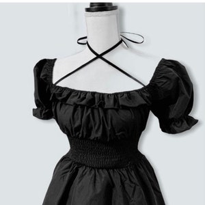 NEW Goth Black Cotton Lolita Dress
