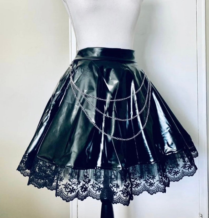 NEW Goth Skirt Lace Trim Chain Petticoat | Etsy