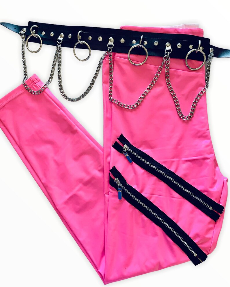 NEW Cybergoth Pink Zipper Leggings