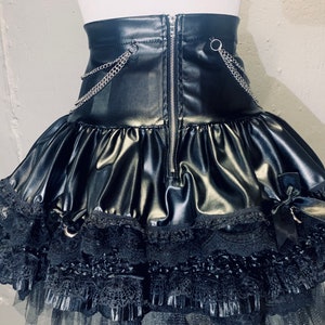 NEW Faux Leather Goth Lace Satin Bow Chain Corset Skirt - Etsy