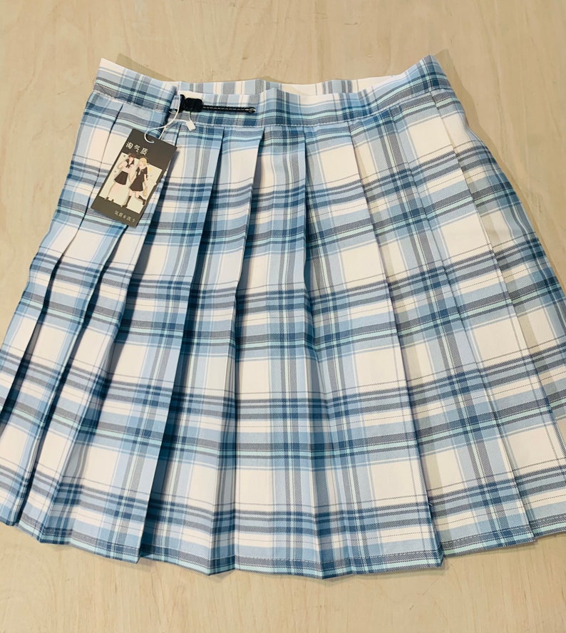 NEW Blue Plaid Lolita Goth Pleated Skirt