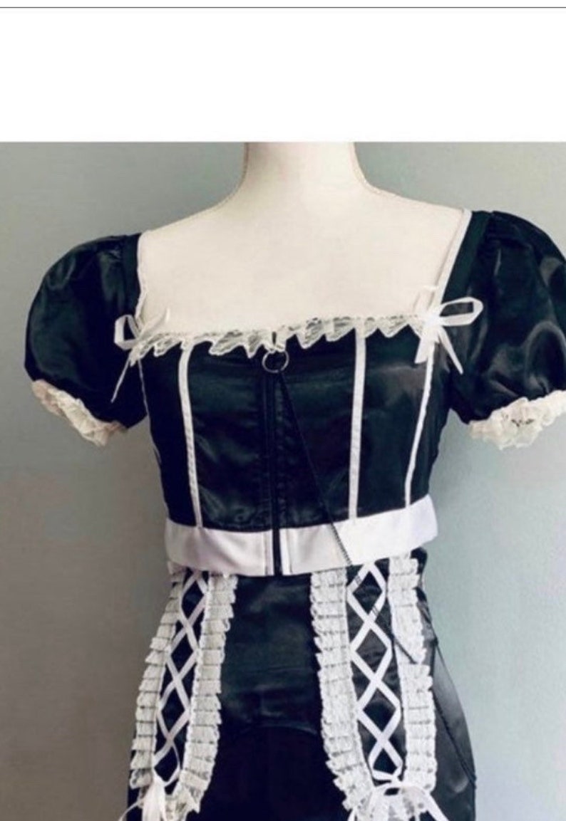 NEW Goth Maid Satin 2 pc Cosplay Set 