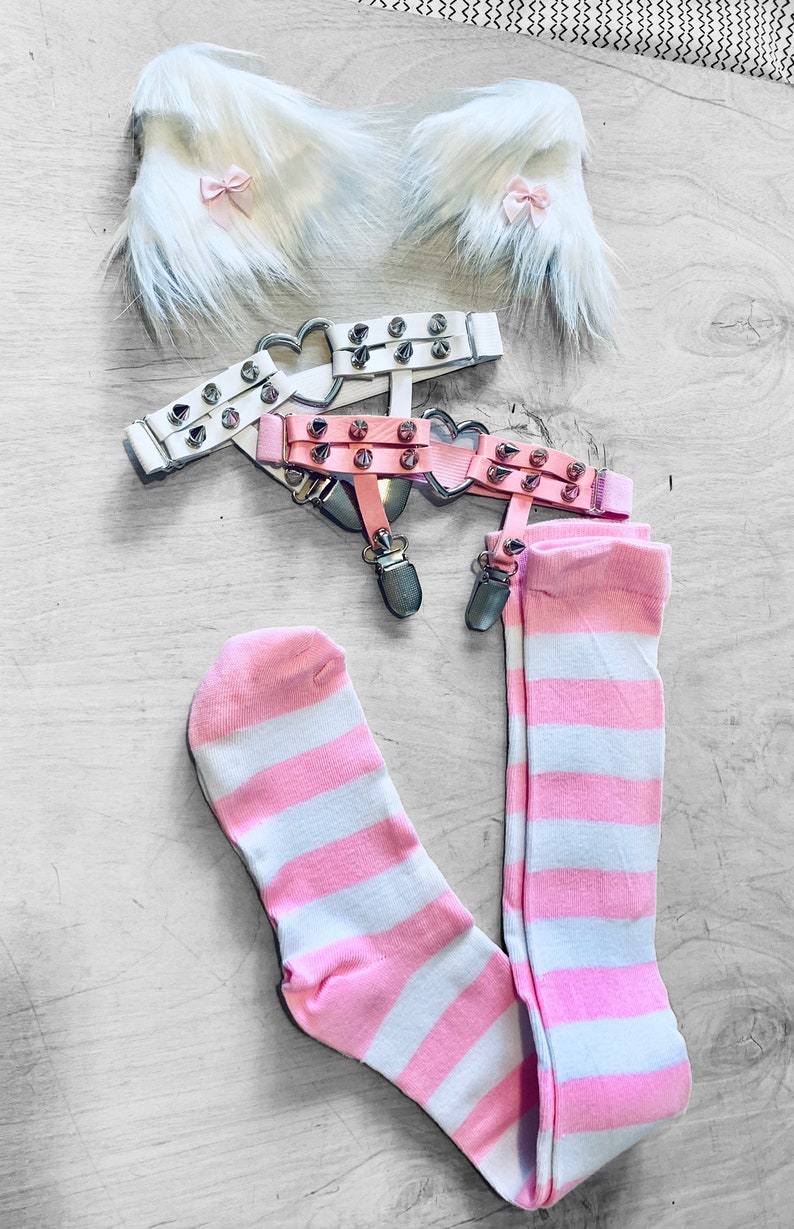 NEW Cosplay Neko Garter Sock Ear Set Etsy