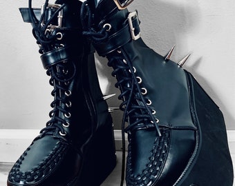 New Goth Punk Spike Platform Combat Boots