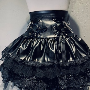 NEW Faux Leather Goth Tiered Lace Corset Skirt - Etsy