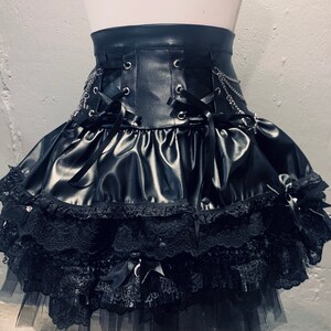 NEW Faux Leather Goth Lace Satin Bow Chain Corset Skirt - Etsy