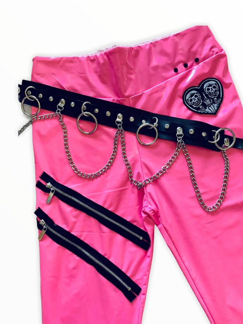 NEW Cybergoth Pink Zipper Leggings