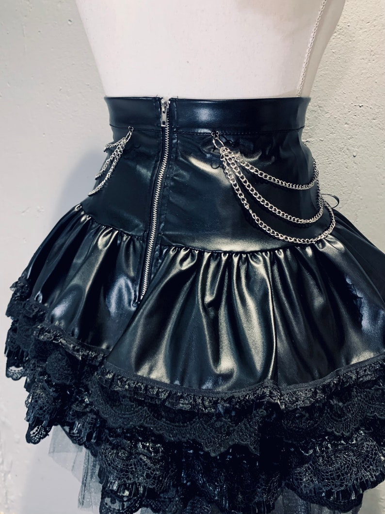 NEW Faux Leather Goth Tiered Lace Corset Skirt - Etsy