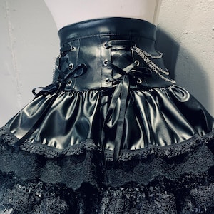 NEW Faux Leather Goth Tiered Lace Corset Skirt