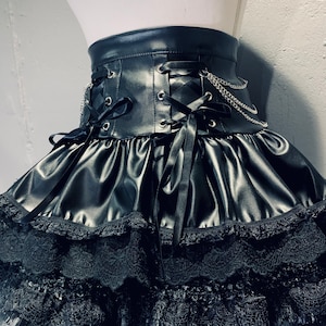 NEW Faux Leather Goth Tiered Lace Corset Skirt - Etsy