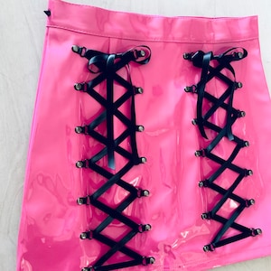 NEW BubbleGum Pink Vinyl Zip Skirt