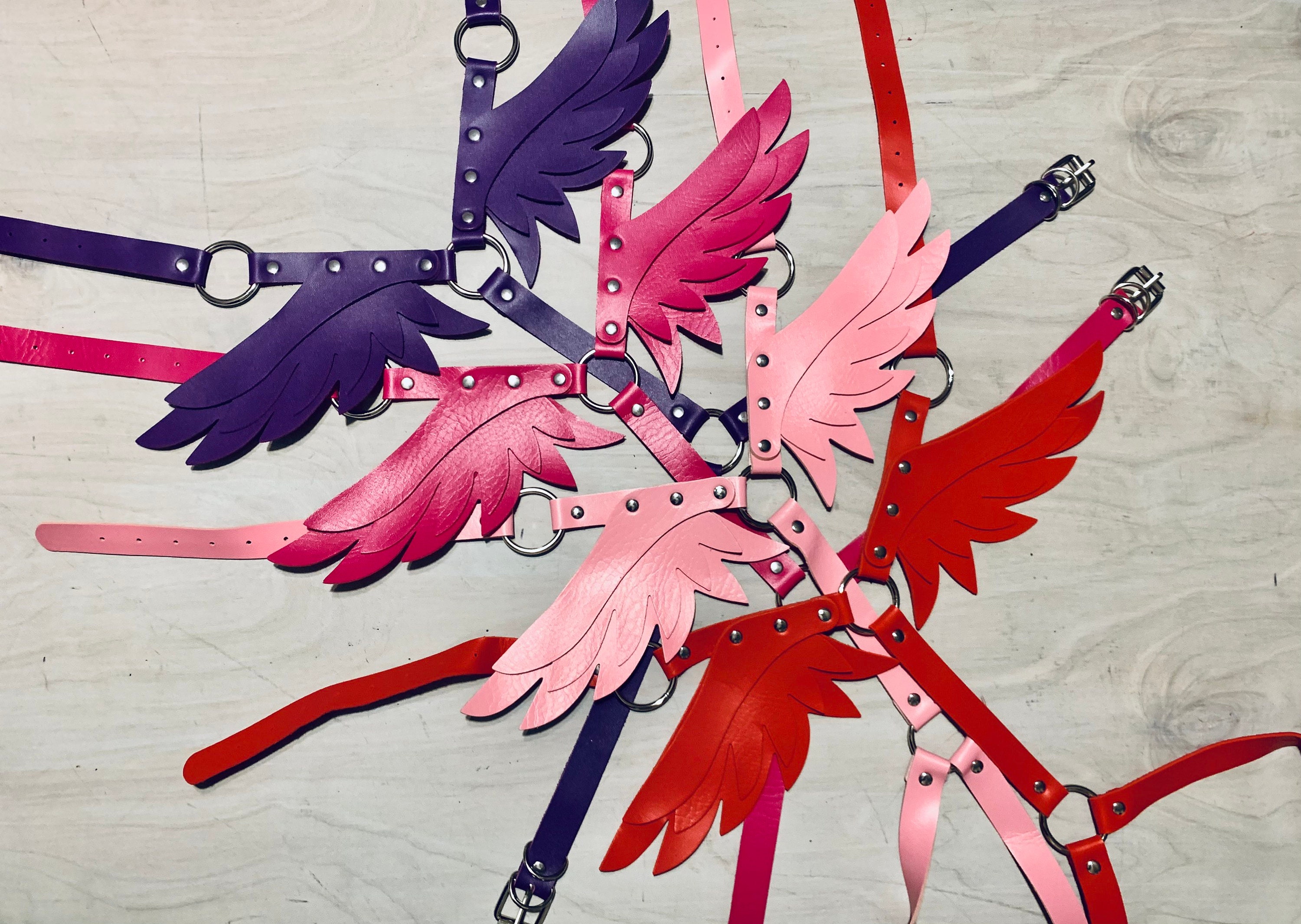 NEW Faux Leather Adjustable Chest Angel Wings
