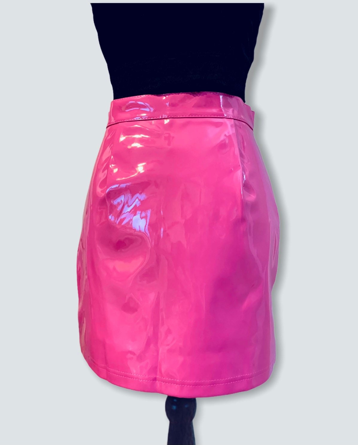 NEW Bubblegum Pink Vinyl Zip Skirt | Etsy