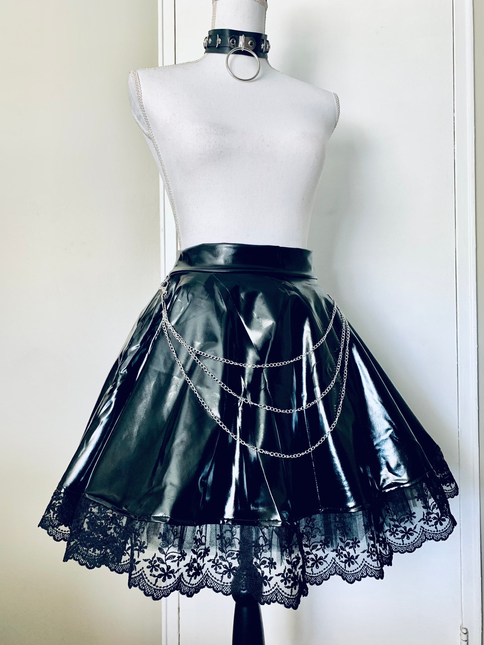 NEW Goth Skirt Lace Trim Chain Petticoat Etsy