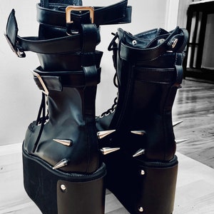 Visual Kei Skull Spike Studded Platform Combat Boots