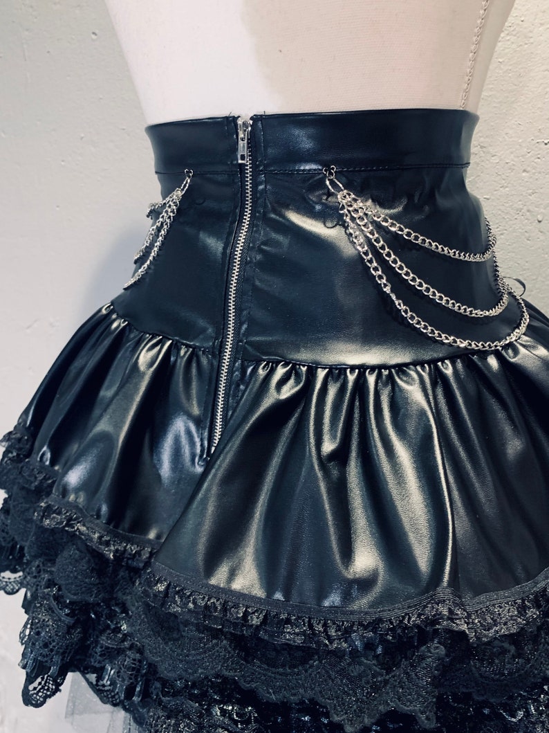 NEW Faux Leather Goth Tiered Lace Corset Skirt - Etsy