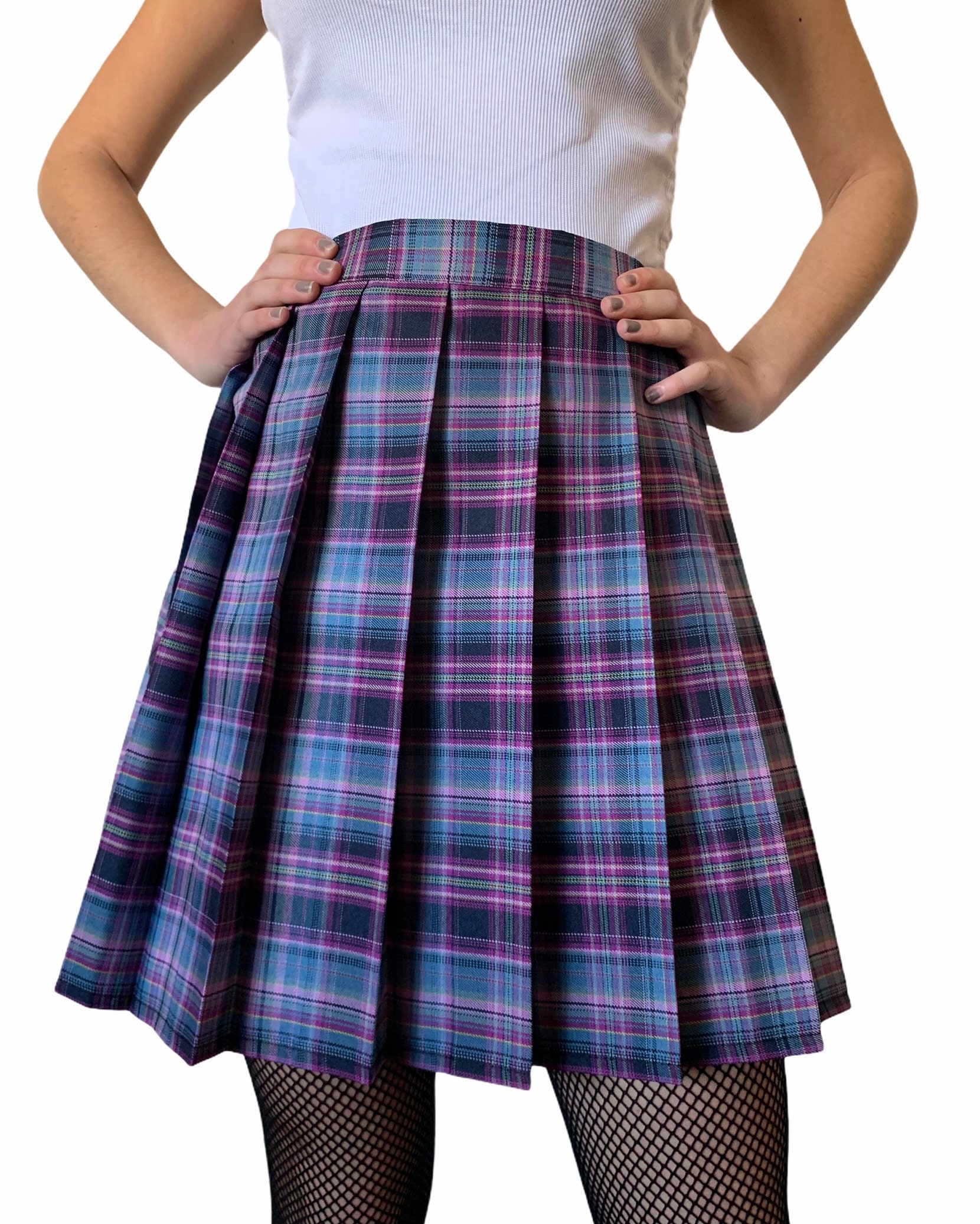 Dark purple plaid clearance skirt