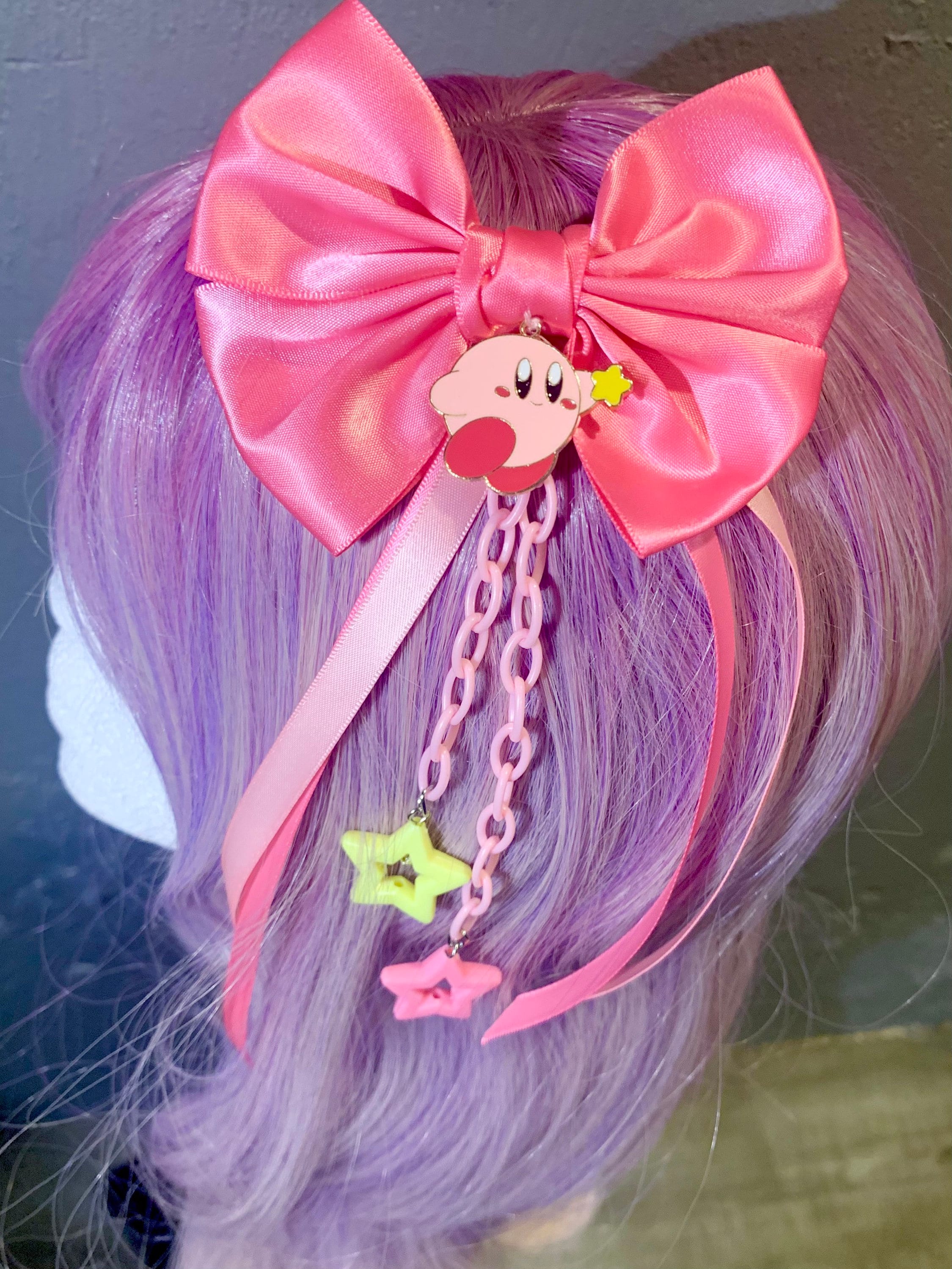 NEW Custom gamer Girl Kirby Satin Hair Accessory 