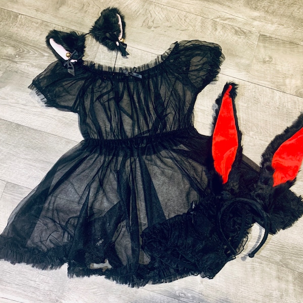 NOUVEAUX ensembles de lingerie Sheer Baby Doll Neko/Bunny