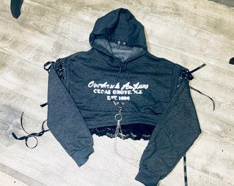 NEW Goth Asylum Crop Chain Hoodie