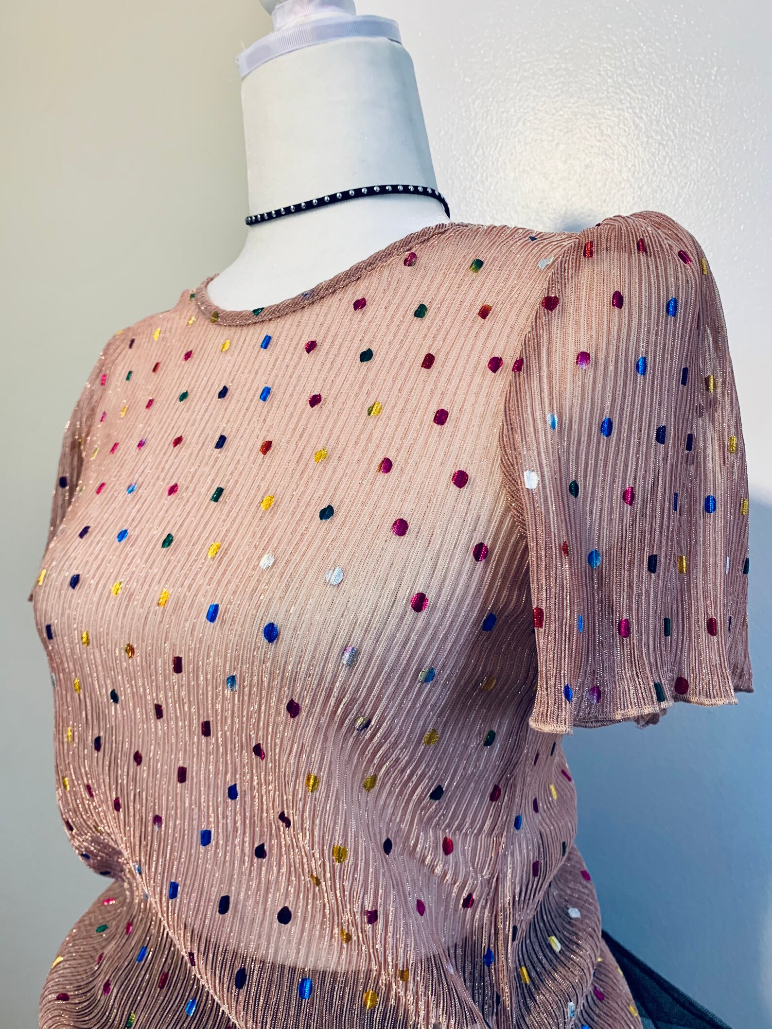 NEW Pink Multi Color Dot Sheer Blouse | Etsy