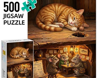 Sleeping cat Puzzle 500Pcs, Puzzle for adults with box