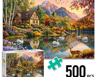 Swan Lake Puzzle 500Pcs, Puzzle for adults with box