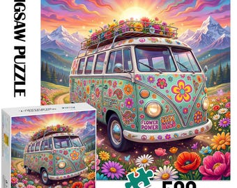 Hippie bus Puzzle 500Pcs, Puzzle for adults with box
