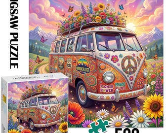 Hippie bus Puzzle 500Pcs, Puzzle for adults with box