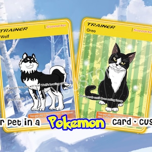 Carte Pokémon personnalisée, carte Pokémon, transformer votre animal de compagnie en carte Pokémon, cadeaux Pokémon personnalisés pour parents de chiens, parents de chats, portrait d'animal de compagnie personnalisé