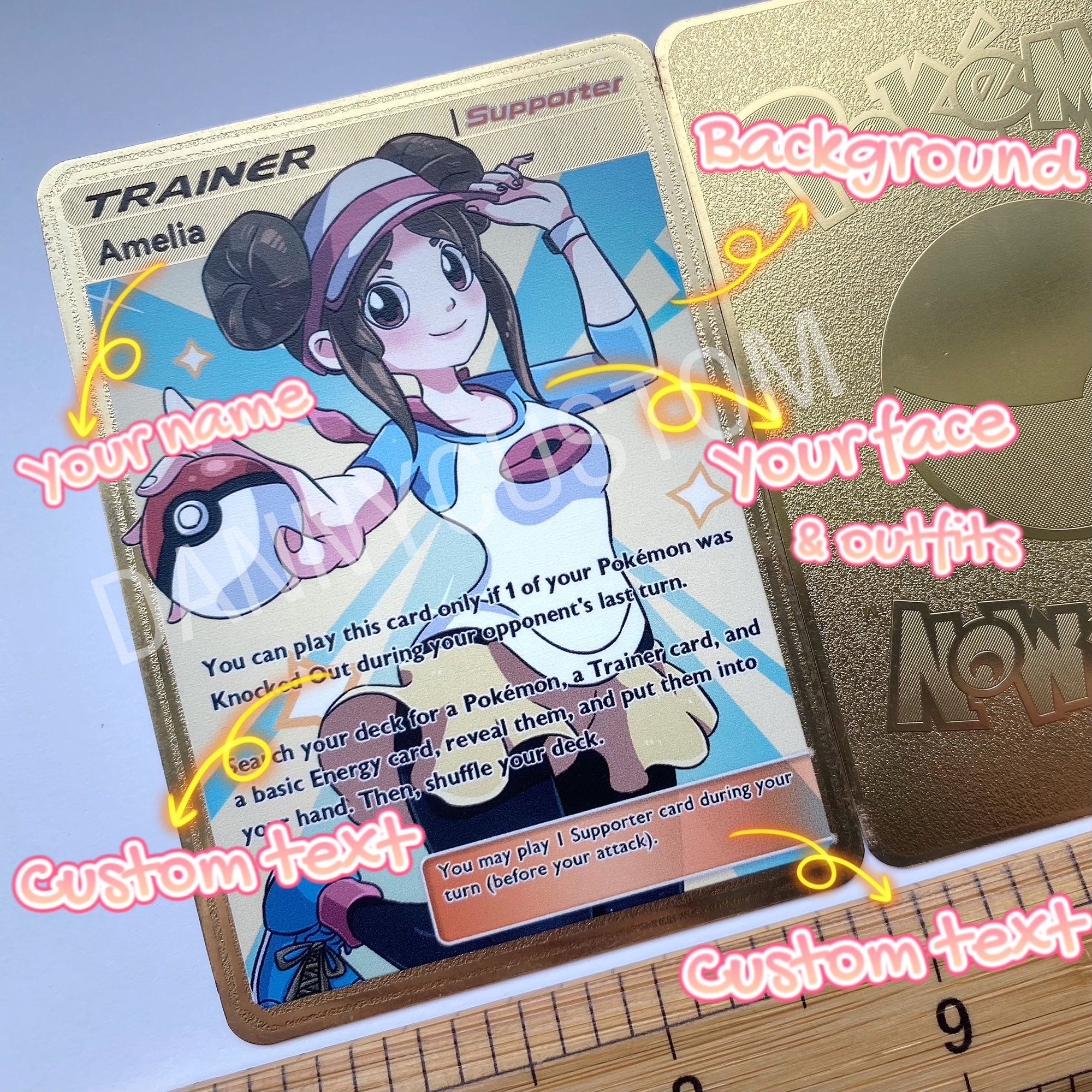 Pokemon Card, Custom Pokemon Trainer Card, Personalized Pokemon Gift, Metal Pokemon TCG, Personalized Poke Card, Gifts for Him for Her
