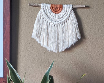 Small Macrame Wall Hanging, Semi Circle Mini Wall Hanging, Recycled Cotton Wall Art, Boho Hanging Wall Decor, Eco Friendly Gift