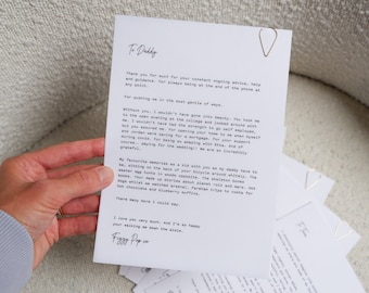 Personalised Bridesmaid Letters, To my Husband, Wife, On The Day Wedding Letter