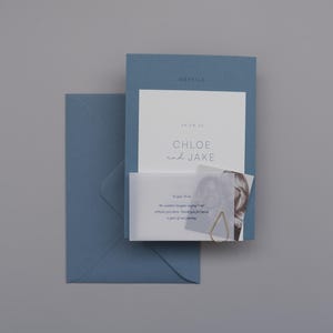 Minimal Wedding Invitation suite | Blue wedding invite | Vellum paper