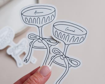 Tarjetas de mesa impresas para cócteles Martini, tarjetas de acompañamiento para bodas, etiquetas personalizadas para invitados, decoración para bodas con cócteles