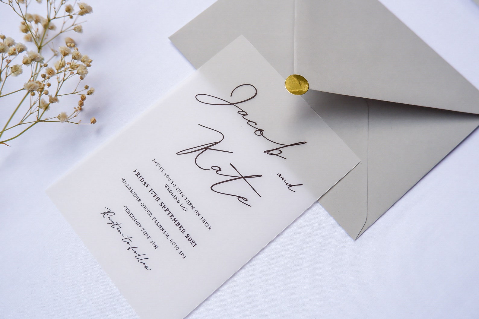 Vellum Wedding Invitation Etsy