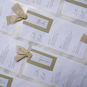 Wedding Menu Cards with Ribbon | Personalised Wedding Breakfast Menu | Vellum Ribbon Place Name Card | Table Decorations Decor