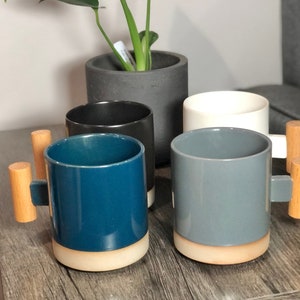 Japanese Style Ceramic Mug With Wooden Handle | Log Handle | 12 oz Mug | Kitchen Decor Mugs | Aesthetic Coffee Mug | Coffee Mug