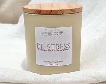 de-stress aromatherapy candle | 7.5 oz | single wick | essential oils candle