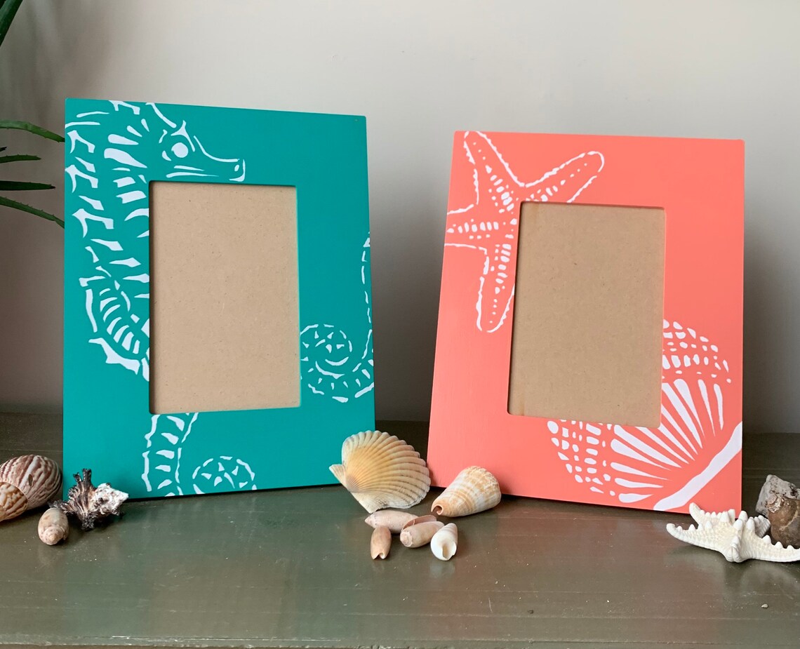 Handpainted Beach Theme Picture Frames Etsy