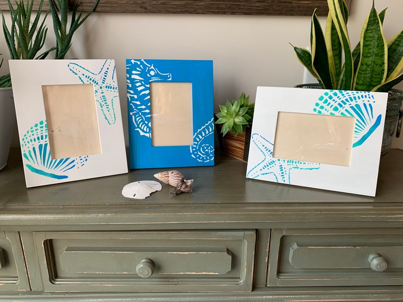 Handpainted 4x6 Beach Theme Picture Frames Etsy