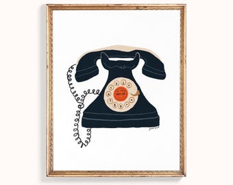 Vintage Phone Printable Wall Art -  Modern Illustrated Home Decor (Digital Download)