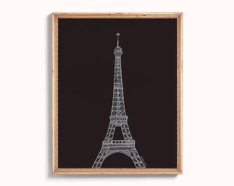 Eiffel Tower Line Art Printable Wall Art – Minimalist Paris Decor (Digital Download)