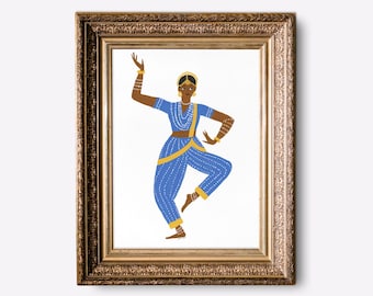 Bharatanatyam Dancer Print, Indian Classical Dance Art, South Asian Decor (Digital Download)
