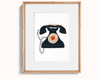 Vintage Phone Printable Wall Art -  Modern Illustrated Home Decor (Digital Download)