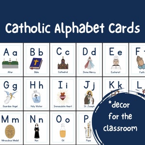 Cartes de l'alphabet catholique, décoration pour la salle de classe