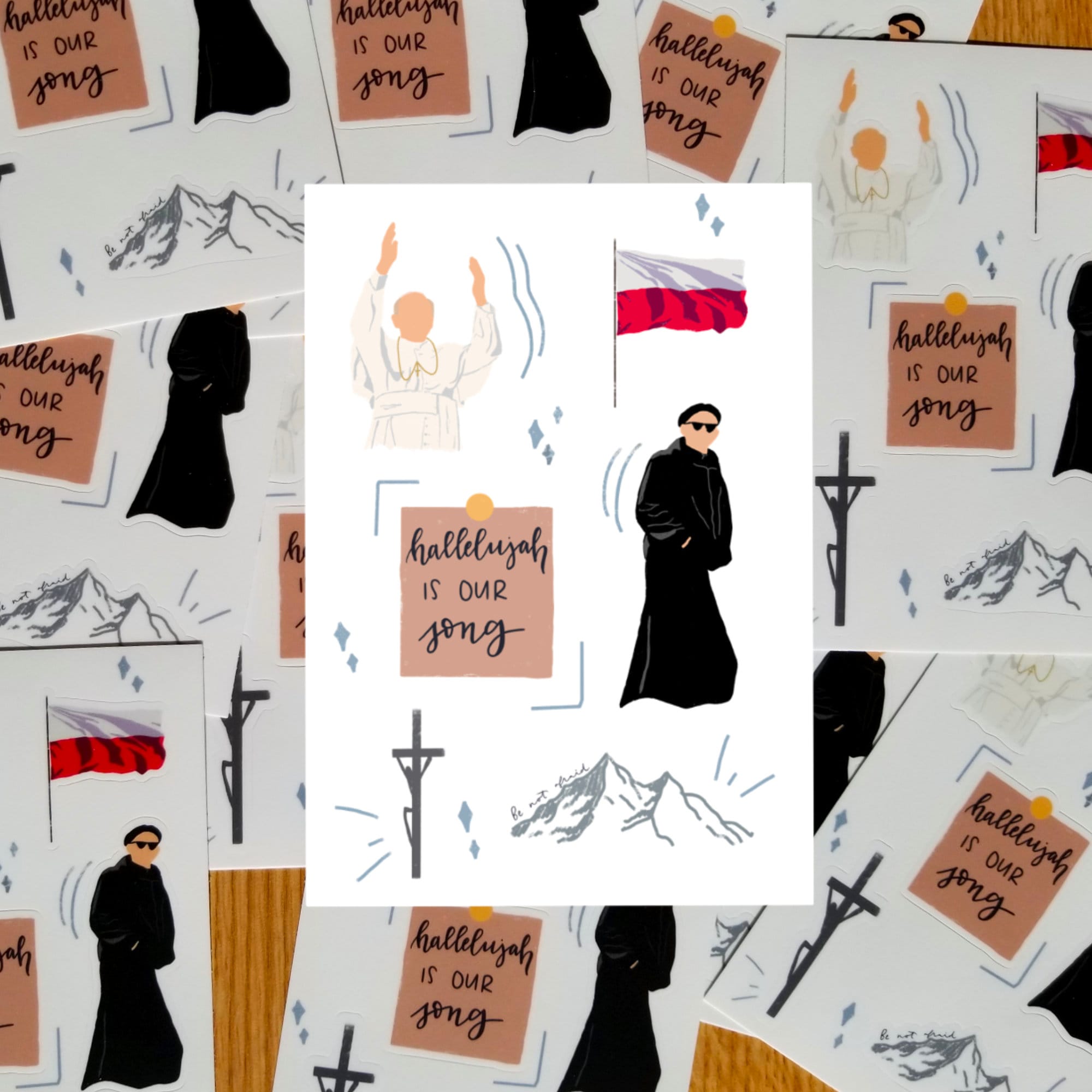 St. Pope John Paul II Sticker Sheet, John Paul II Stickers, Catholic Stickers