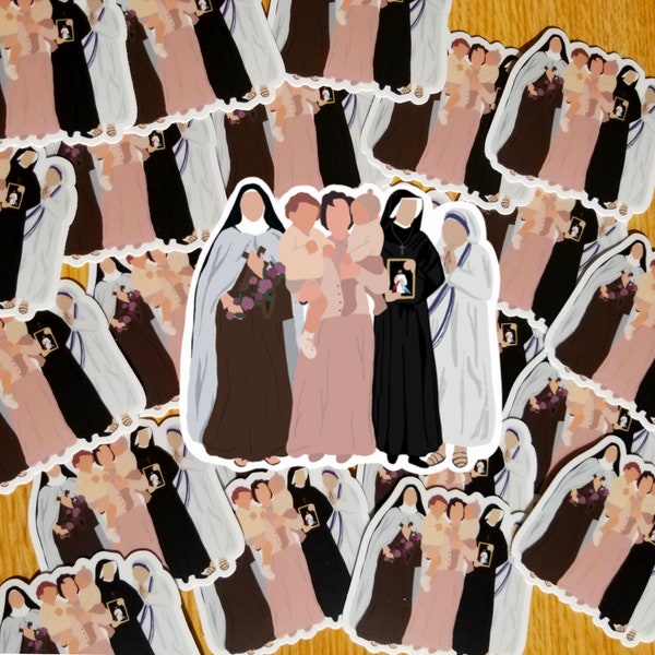 Catholic Women Saints Sticker: St. Therese of Lisieux, St. Gianna Molla, St. Faustina, St. Teresa of Calcutta