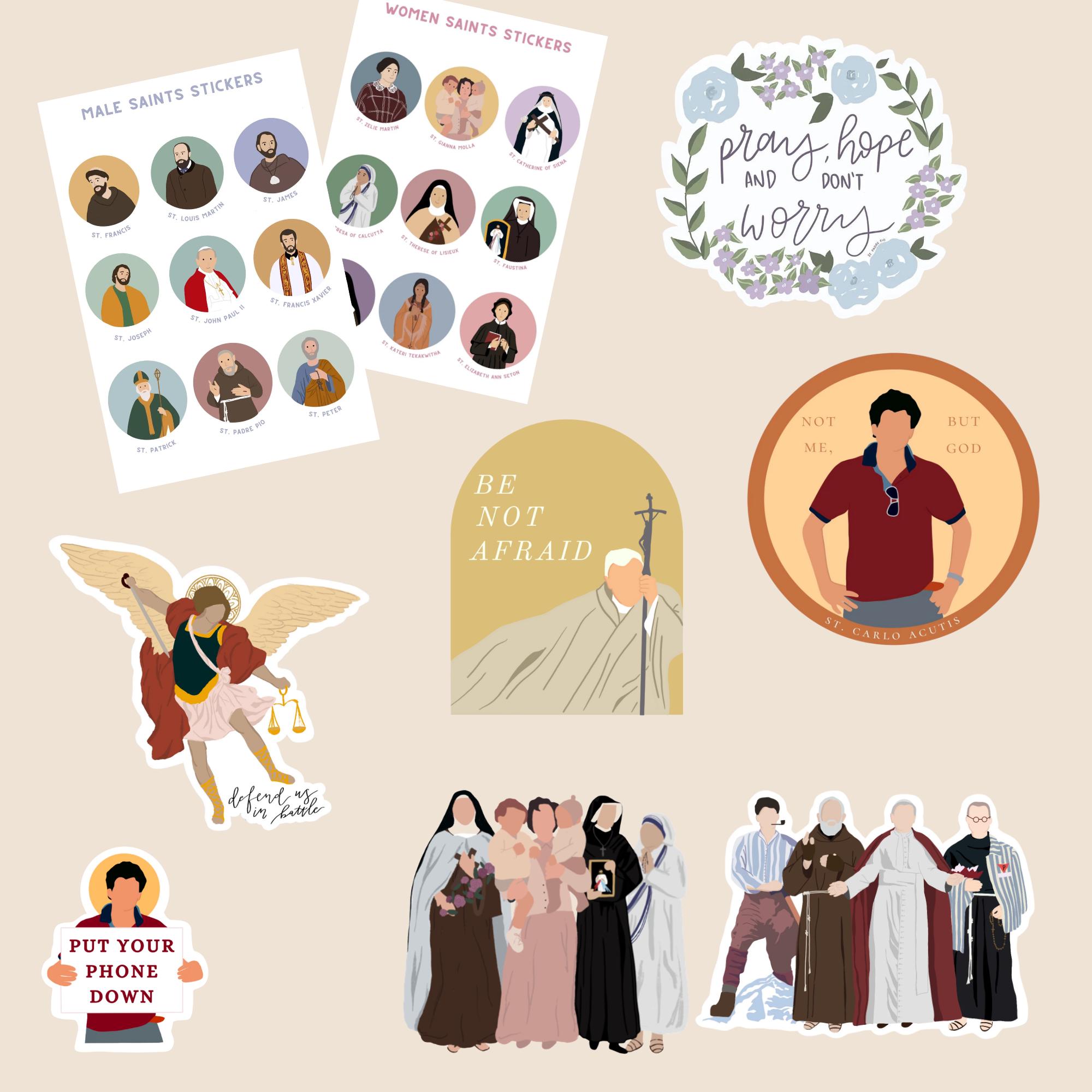 Catholic Saint Sticker Bundle: 9 Piece Catholic Gift Set - Etsy